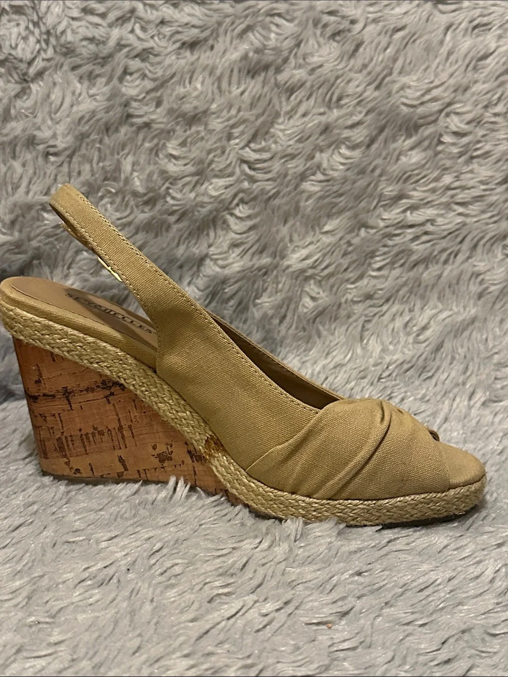 Seychelles Tan Knotted Slingback Espadrille Cork Wedges